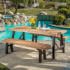 Outdoor Dining Set With 2 Bench And 1 Dining Table - Light Brown Outdoor Dining Set With 2 Bench And 1 Dining Table - Light Brown