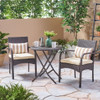 Outdoor Wicker Bistro Set With 2 Chairs - Brown Multi Outdoor Wicker Bistro Set With 2 Chairs - Brown Multi