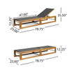 Outdoor Chaise Lounge With Acacia Wood Frame And Mesh Seat - Teak