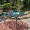 Outdoor Aluminum Dining Table With Lattice Design And Center Umbrella Hole - Black