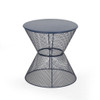 Zine - Outdoor Side Table With Hourglass Shaped And Iron Frame - Navy