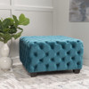 Unwind Upholstered Square Ottoman With Button Tufted Diamond Stitch - Teal Unwind Upholstered Square Ottoman With Button Tufted Diamond Stitch - Teal