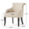 Upholstered Armchair With Rolled Back, Tapered Legs And Nailhead Trim - Light Beige Upholstered Armchair With Rolled Back, Tapered Legs And Nailhead Trim - Light Beige
