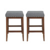 Upholstered Bar Stool With Nailhead Trim And X Frame Design (Set of 2) - Charcoal