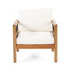 Club Chair With Slat Panel Design - Teak / Beige Club Chair With Slat Panel Design - Teak / Beige