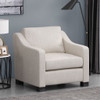 Nightowl - Upholstered Club Chair With Sloped Arms And Wood Legs - Beige Nightowl - Upholstered Club Chair With Sloped Arms And Wood Legs - Beige