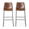 Barstool With Upholstery And Foot Rail - Vintage Brown