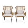 Modern Aesthetic Outdoor Rattan Accent Chair With Metal Legs