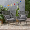 Modern Aesthetic Outdoor Rattan Accent Chair With Metal Legs