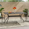 Celestine - Outdoor Cast Aluminum Dining Table With Floral Lattice Design And Umbrella Holder