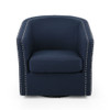 Modern Upholstered Swivel Club Chair With Nailhead Trim Modern Upholstered Swivel Club Chair With Nailhead Trim