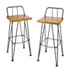 Outdoor Barstool With Angled Metal Legs - Brown