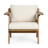 Outdoor Acacia Wood Club Chairs With Cushions (Set of 2) - Teak / Beige Outdoor Acacia Wood Club Chairs With Cushions (Set of 2) - Teak / Beige