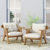 Outdoor Acacia Wood Club Chairs With Cushions (Set of 2) - Teak / Beige Outdoor Acacia Wood Club Chairs With Cushions (Set of 2) - Teak / Beige