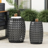 Modern Outdoor Metal End Table Set With Durable Iron Frame - Black Modern Outdoor Metal End Table Set With Durable Iron Frame - Black