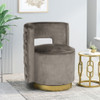 Modern Glam Swivel Arm Chair With Velvet Upholstery And Copper Base - Gray Modern Glam Swivel Arm Chair With Velvet Upholstery And Copper Base - Gray