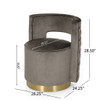 Modern Glam Swivel Arm Chair With Velvet Upholstery And Copper Base - Gray Modern Glam Swivel Arm Chair With Velvet Upholstery And Copper Base - Gray
