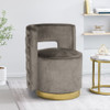 Modern Glam Swivel Arm Chair With Velvet Upholstery And Copper Base - Gray Modern Glam Swivel Arm Chair With Velvet Upholstery And Copper Base - Gray