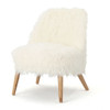 Modern Glam Club Chair With Shaggy Textures - White Modern Glam Club Chair With Shaggy Textures - White