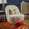 Modern Glam Club Chair With Shaggy Textures - White Modern Glam Club Chair With Shaggy Textures - White