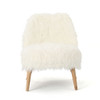 Modern Glam Club Chair With Shaggy Textures - White Modern Glam Club Chair With Shaggy Textures - White