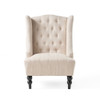 Contemporary Hi Back Club Chair With Wingback Design - Light Beige Contemporary Hi Back Club Chair With Wingback Design - Light Beige