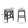 Greely Saddle Barstool Set With Fabric Upholstery - Light Gray