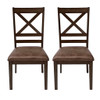 Country Style Dining Chairs (Set of 2) With Cross Back Design - Brown Country Style Dining Chairs (Set of 2) With Cross Back Design - Brown