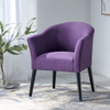 Fabric Arm Chair With Wooden Legs And Cushioned Seat - Plum Fabric Arm Chair With Wooden Legs And Cushioned Seat - Plum