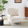 Vintage Style Club Chair, Granular Plush Fabric, Rubber Wood Legs - Almond Vintage Style Club Chair, Granular Plush Fabric, Rubber Wood Legs - Almond
