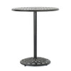 Elegant Cast Aluminum Round Bar Table With Romantic Filigree Design - Copper
