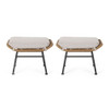 Outdoor Modern Boho Wicker Ottoman With Cushions (Set of 2) Outdoor Modern Boho Wicker Ottoman With Cushions (Set of 2)
