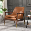 Mid - Century Accent Chair With Cushioned Seat, Brass Tipped Legs
