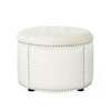 Elegant Round Ottoman Footstool With Studded Rim Elegant Round Ottoman Footstool With Studded Rim