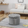 Elegant Round Ottoman Footstool With Studded Rim Elegant Round Ottoman Footstool With Studded Rim