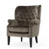 Elegant Velvet Club Chair With Handcrafted Details - Gray Elegant Velvet Club Chair With Handcrafted Details - Gray