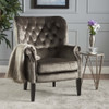 Elegant Velvet Club Chair With Handcrafted Details - Gray Elegant Velvet Club Chair With Handcrafted Details - Gray