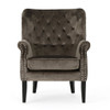 Elegant Velvet Club Chair With Handcrafted Details - Gray Elegant Velvet Club Chair With Handcrafted Details - Gray