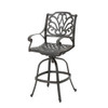 Outdoor Cast Aluminum Swivel Bar Stool With Scrolled Arms - Bronze