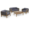 Charlotte - Outdoor And Rope 4 Seater Chat Set With Cushions - Teak Charlotte - Outdoor And Rope 4 Seater Chat Set With Cushions - Teak