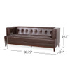 Mid Century Modern 3 Seater Sofa With Tufted Stitching - Dark Brown Mid Century Modern 3 Seater Sofa With Tufted Stitching - Dark Brown
