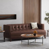 Mid Century Modern 3 Seater Sofa With Tufted Stitching - Dark Brown Mid Century Modern 3 Seater Sofa With Tufted Stitching - Dark Brown