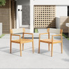 Creative Braided Acacia Wood Outdoor Dining Table And Chairs With Armrests (Set of 2) - Teak / White Creative Braided Acacia Wood Outdoor Dining Table And Chairs With Armrests (Set of 2) - Teak / White