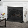 Minimalist Single Panel Iron Fireplace Screen With Diamond Design