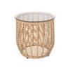 Boho Arias - Side Table With Tempered Glass Top And Rattan Wrap