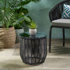 Boho Arias - Side Table With Tempered Glass Top And Rattan Wrap