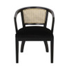 Elegant Dining Chair With Cane Web Backrests And Velvet Upholstery Elegant Dining Chair With Cane Web Backrests And Velvet Upholstery