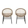 Outdoor Accent Chair With Curved Back And Basket Frame, (Set of 2) - Light Brown / Beige