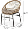Outdoor Accent Chair With Curved Back And Basket Frame, (Set of 2) - Light Brown / Beige