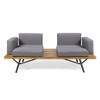 Outdoor Sofa With Cushions And Iron Legs - Dark Gray